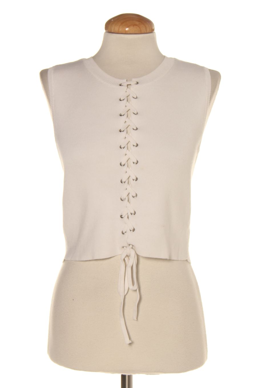 Chaleco de tela de Zara de la talla M, de color blanco