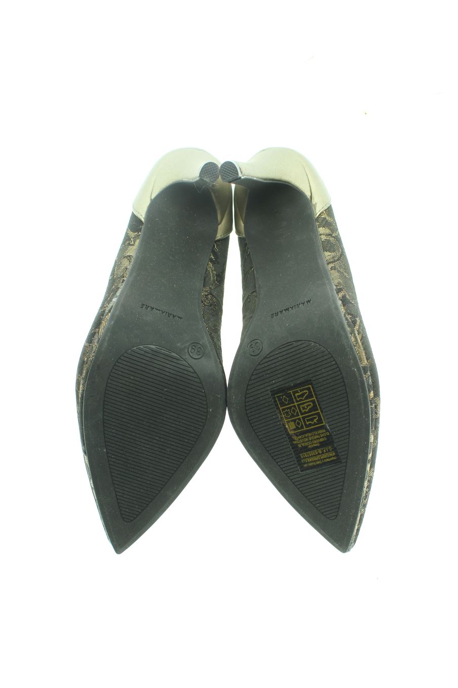 Zapatos de tacon de Marypaz de la talla 39, de color dorado de
