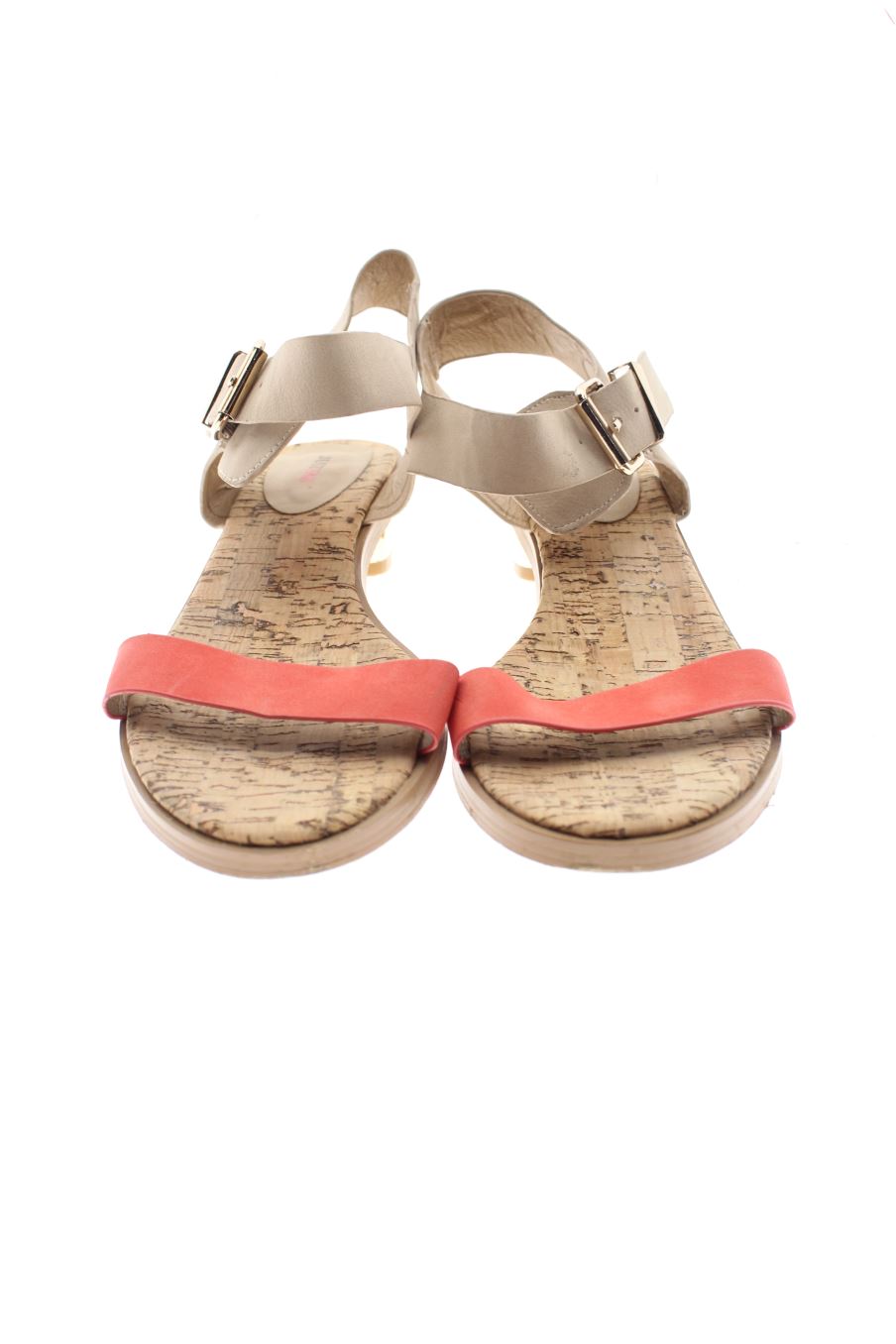 Sandalias tacon de Just Fab de la talla 40, de color naranja de