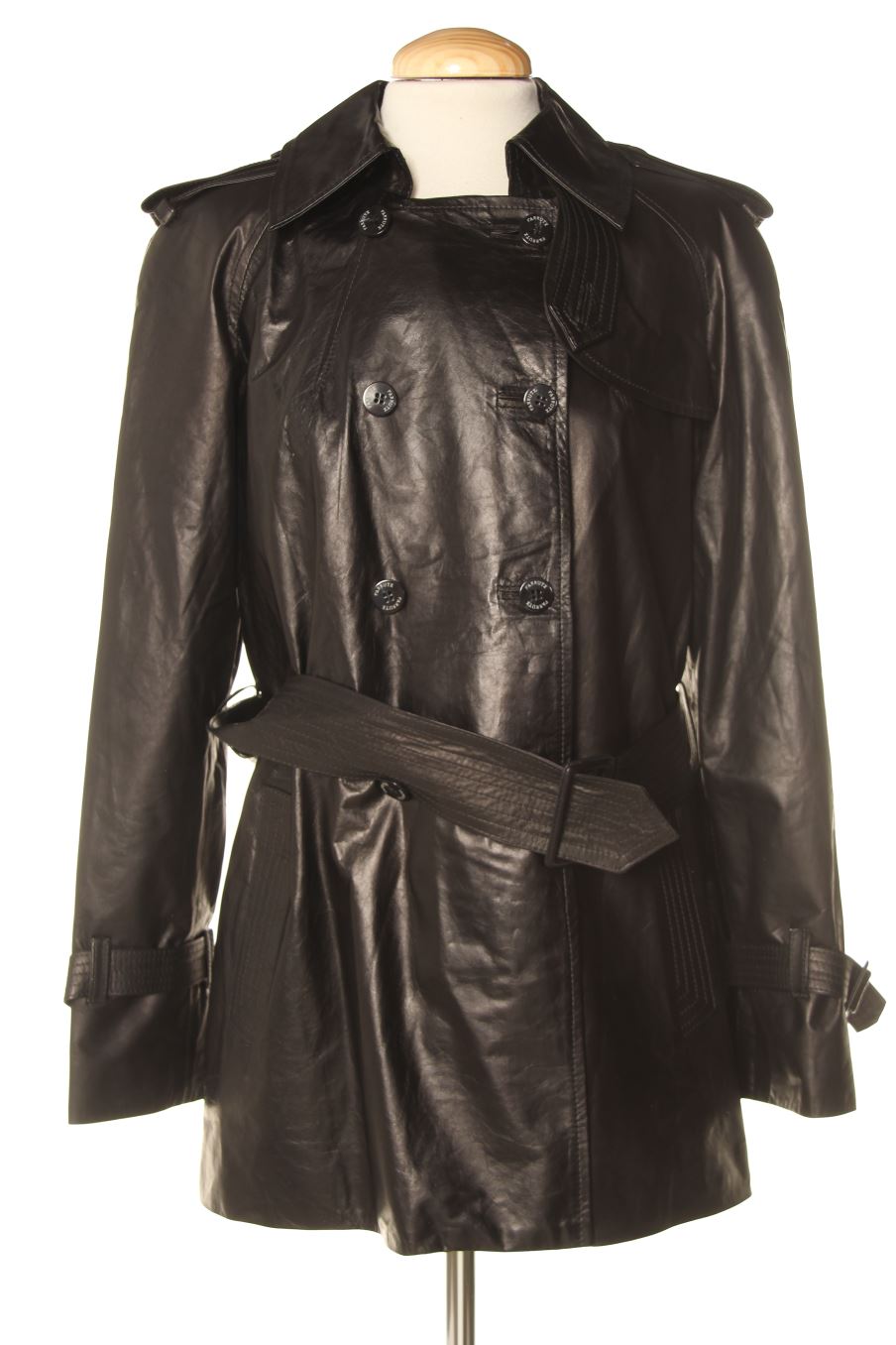 Gabardina de Farrutx de la talla 40, de color negro de piel