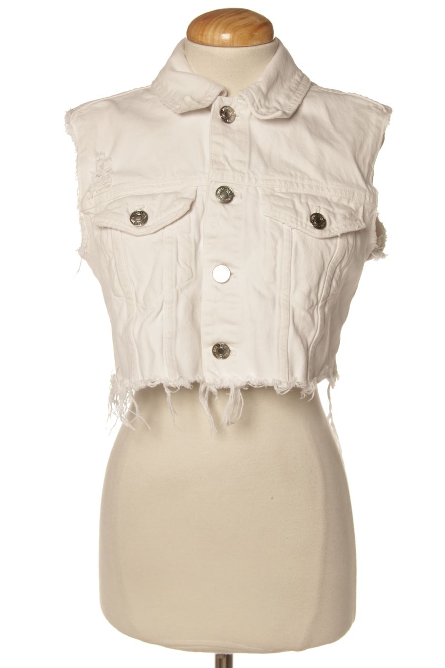 Chaleco de tela de Zara de la talla XS, de color blanco de ropa vaquera