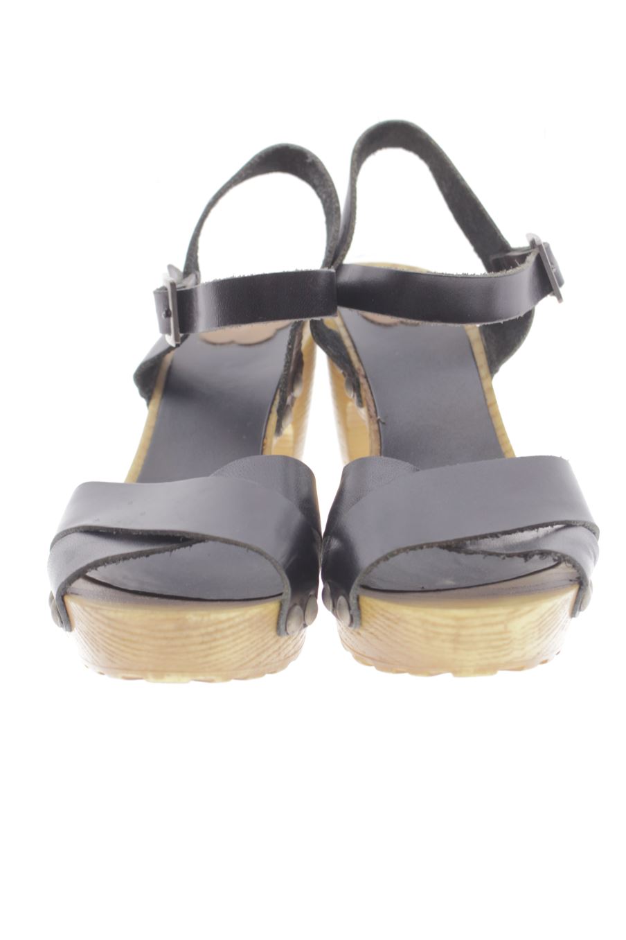 Sandalias tacon de porronet de la talla 37, de color negro de