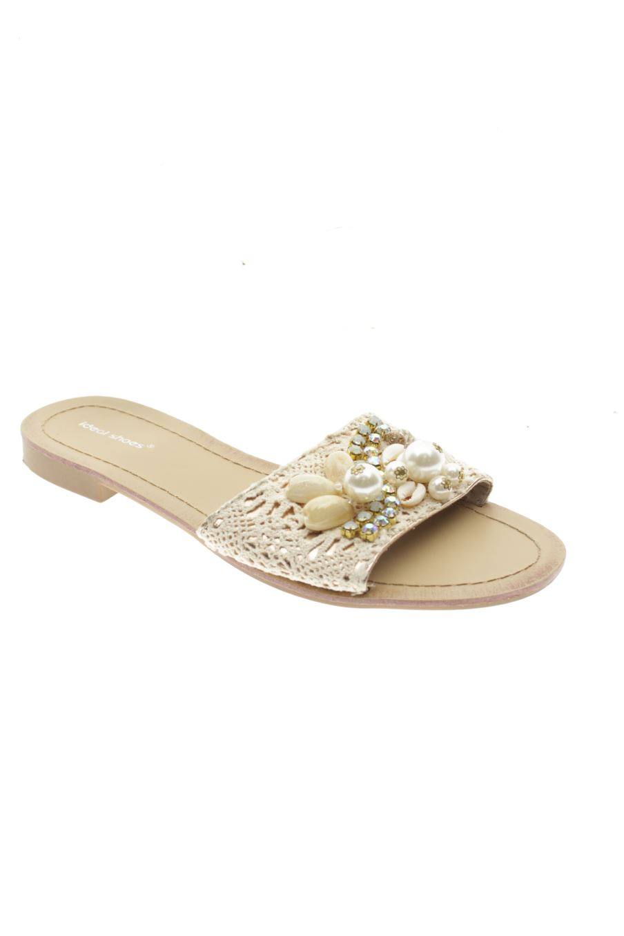 Sandalias planas de Ideal Shoes de la talla 40, de color beige de