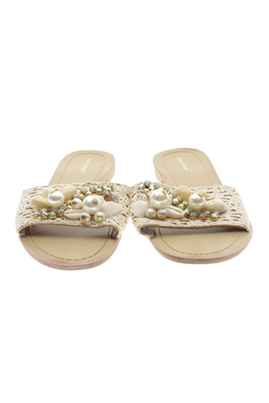 Sandalias planas de Ideal Shoes de la talla 40, de color beige de