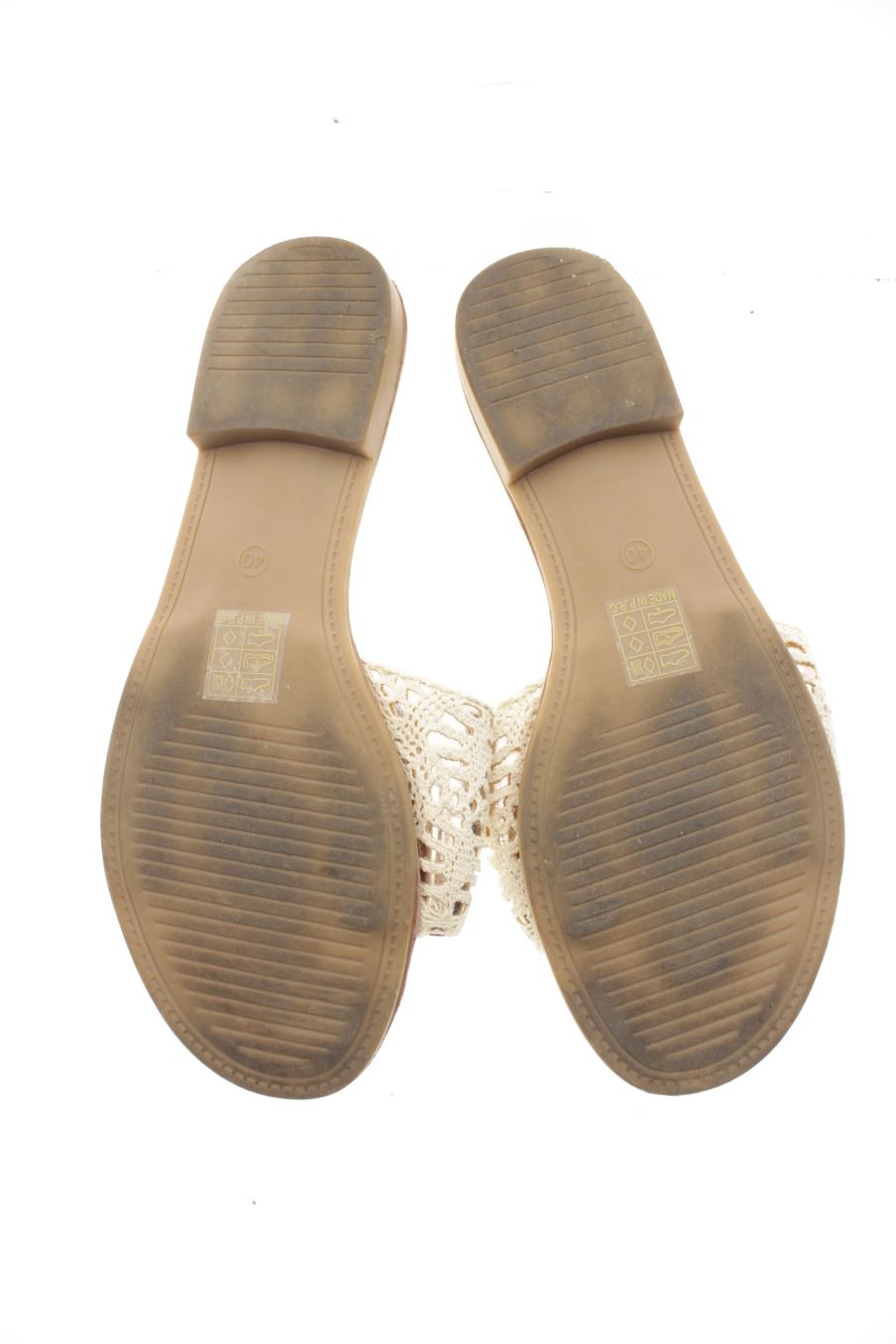 Sandalias planas de Ideal Shoes de la talla 40, de color beige de
