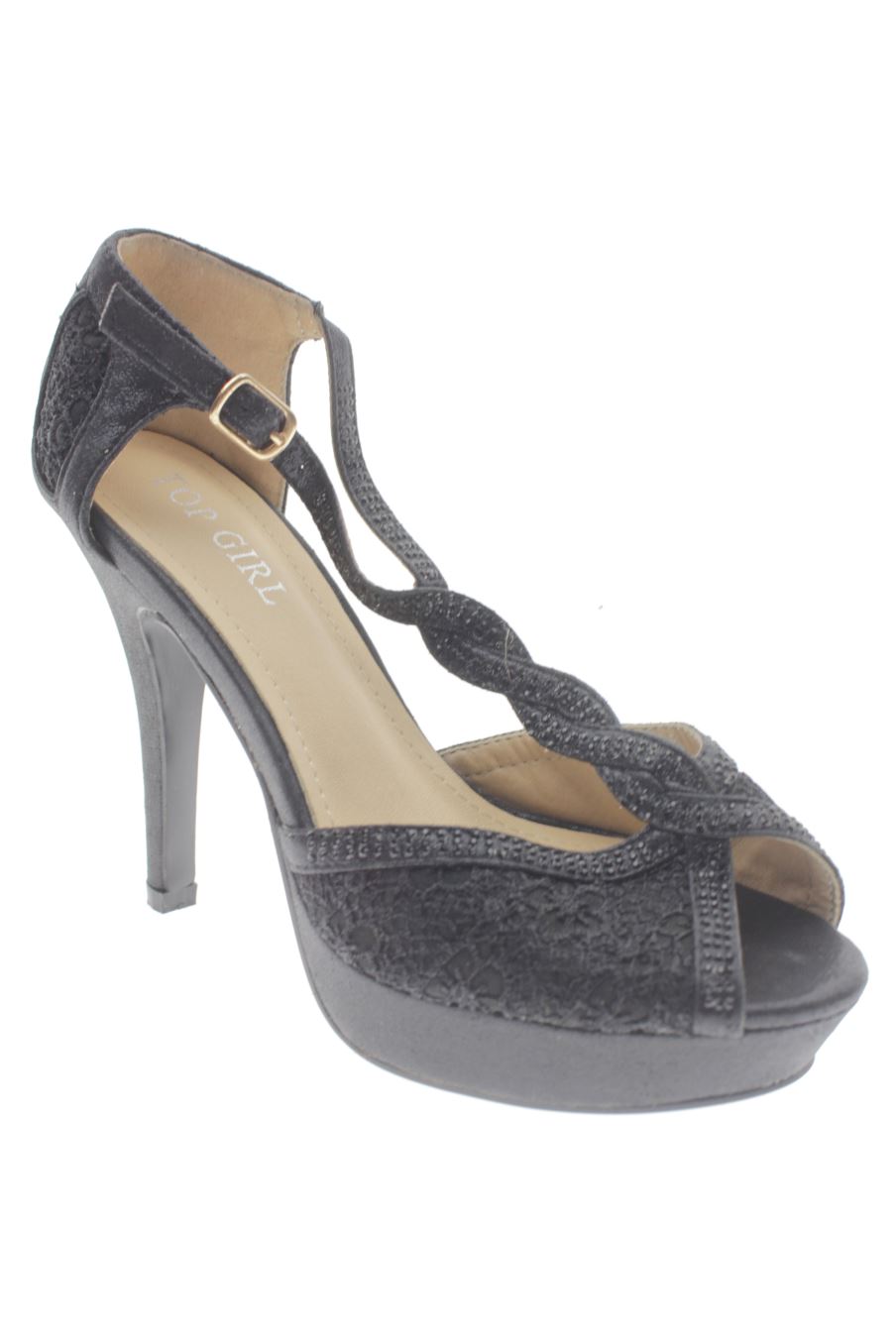 Sandalias tacon de Top Girl de la talla 37, de color negro de