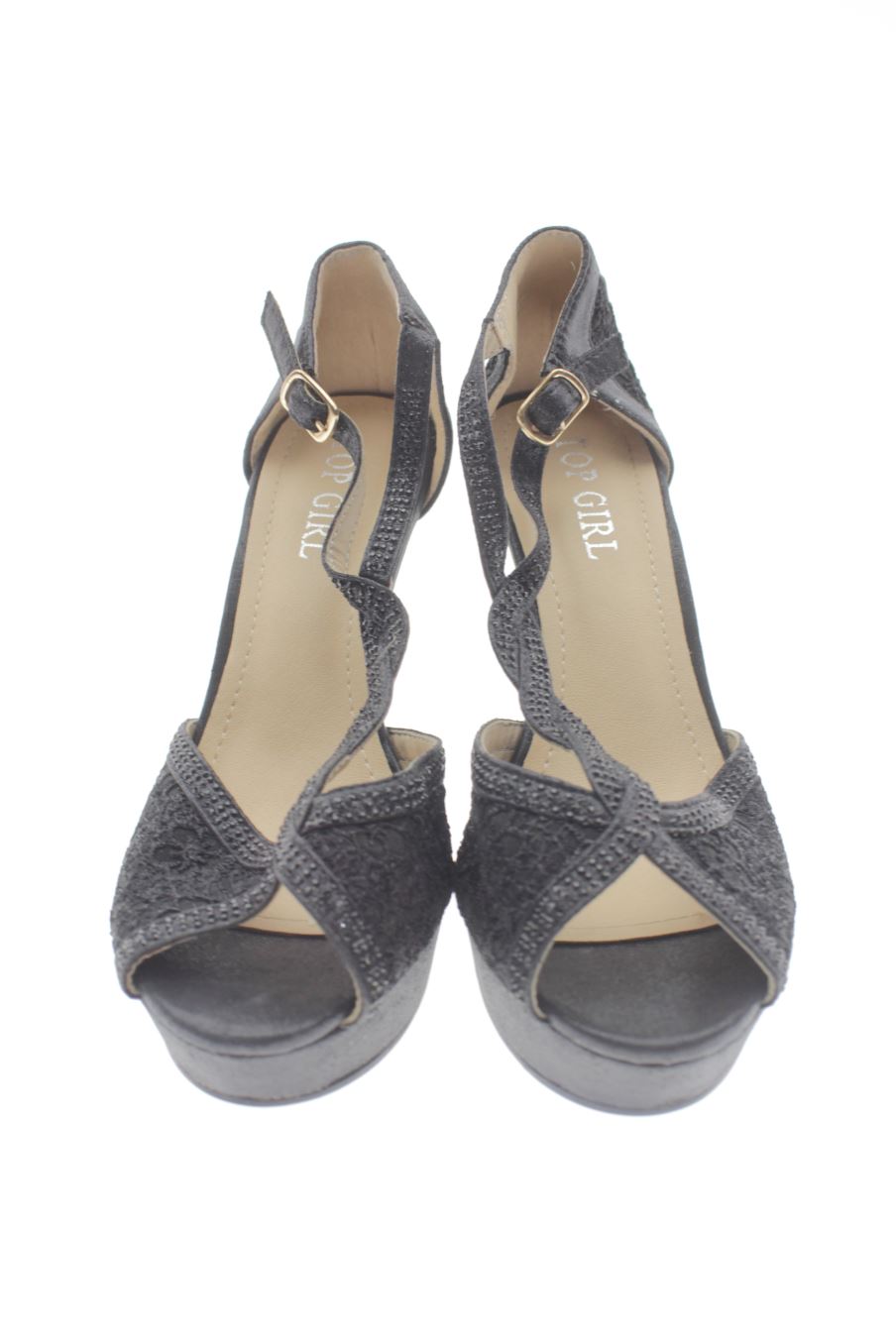 Sandalias tacon de Top Girl de la talla 37, de color negro de