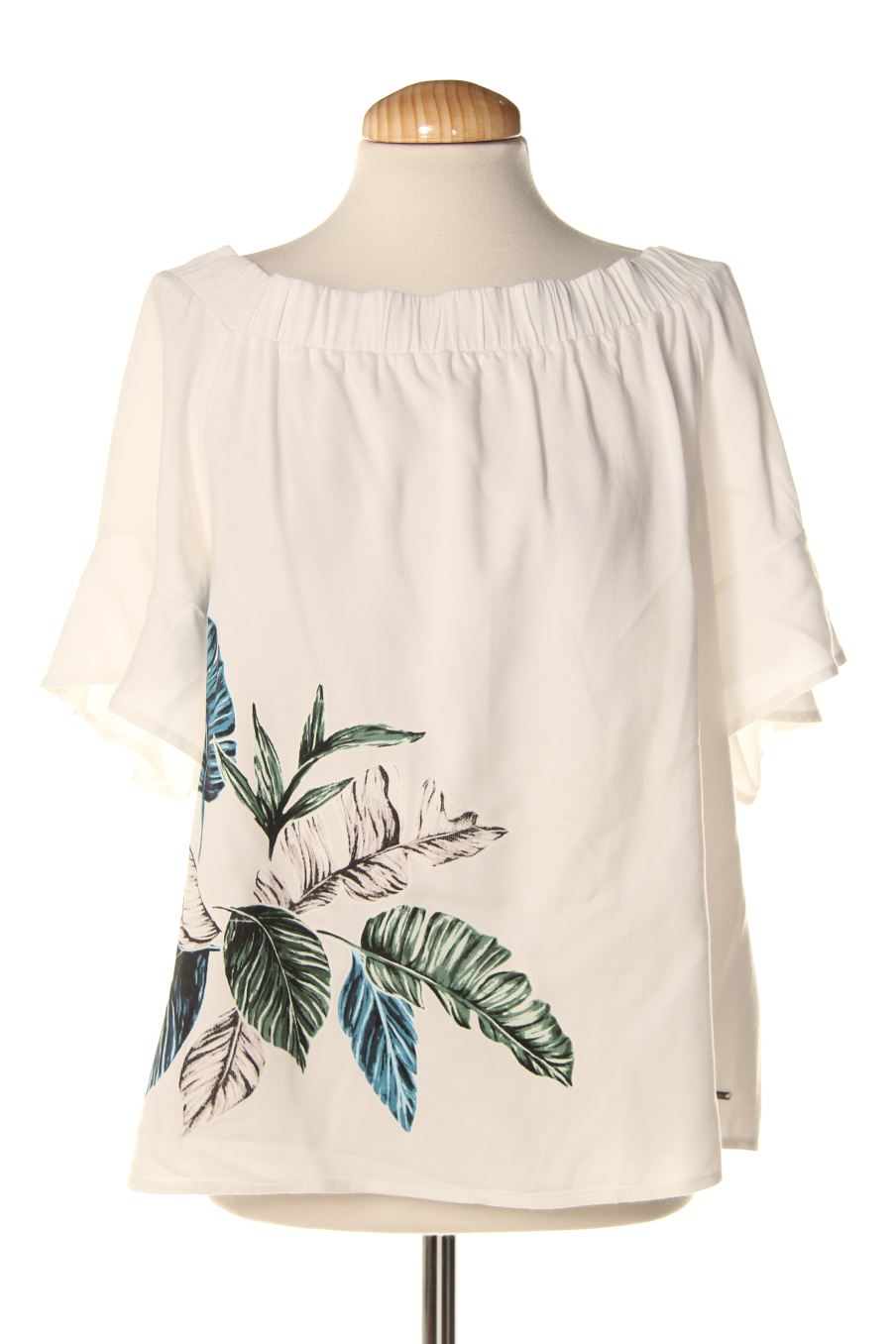 Blusa de manga corta de salsa de la talla L, de color blanco