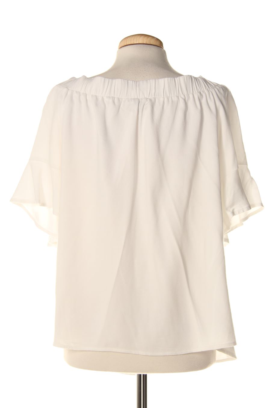 Blusa de manga corta de salsa de la talla L, de color blanco