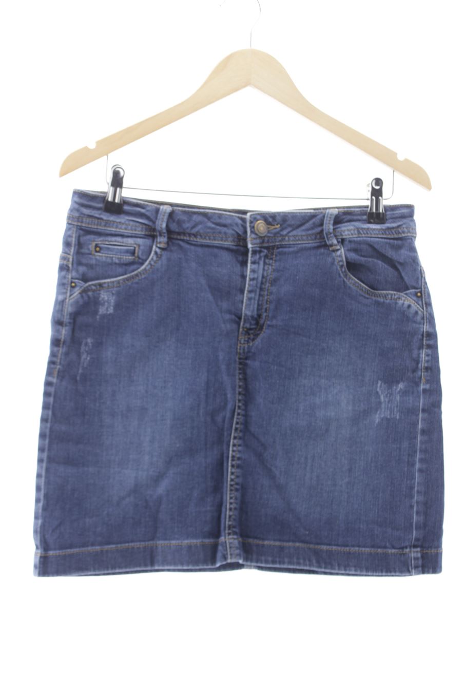 Aufwändiger Rock von Camaieu Größe 42, Farbe Blau, aus Jeanskleidung für