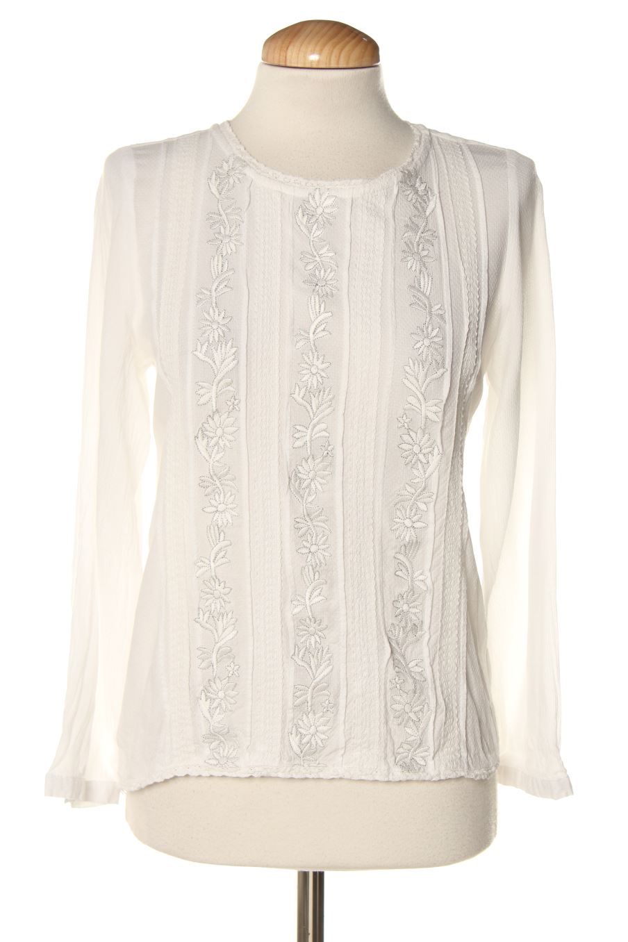 Blouse à manches longues Mulaya de la taille S, de couleur blanc