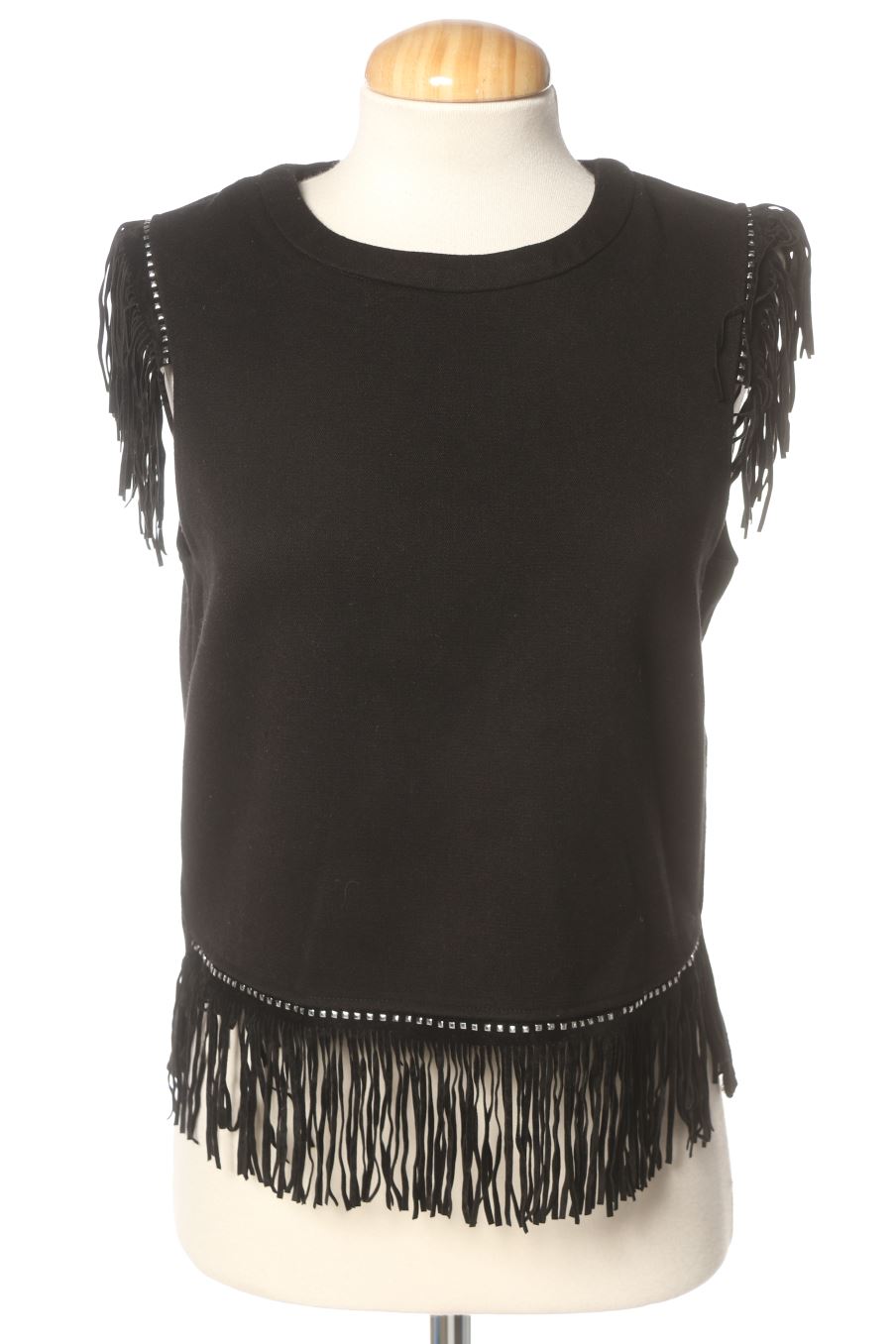 Top de Mango de la talla M, de color negro