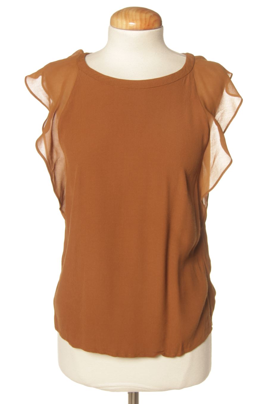Blusa de manga corta de Stradivarius de la talla S, de color marrón