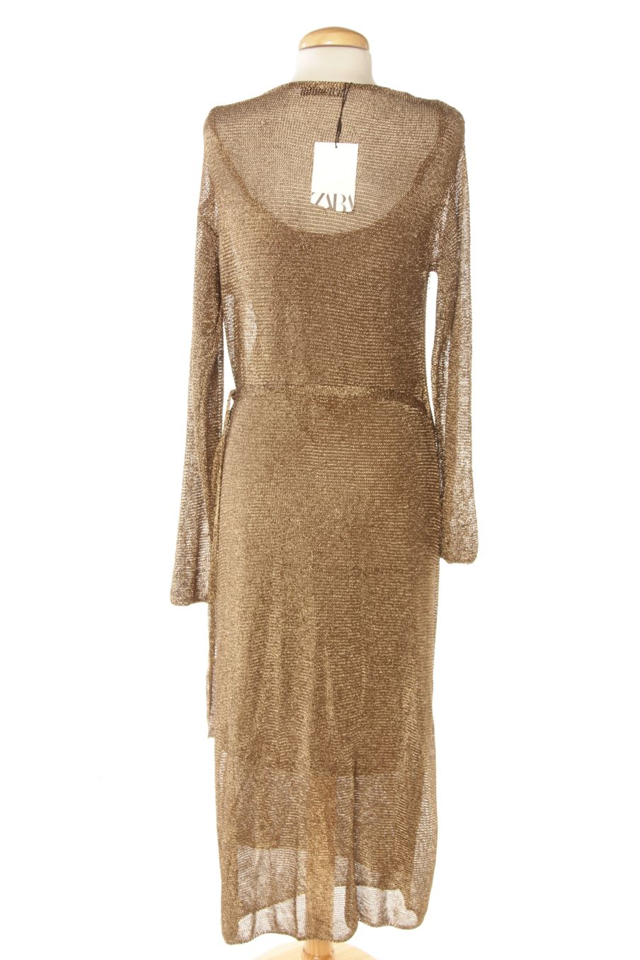Vestido elegante de Zara de la talla S, de color dorado