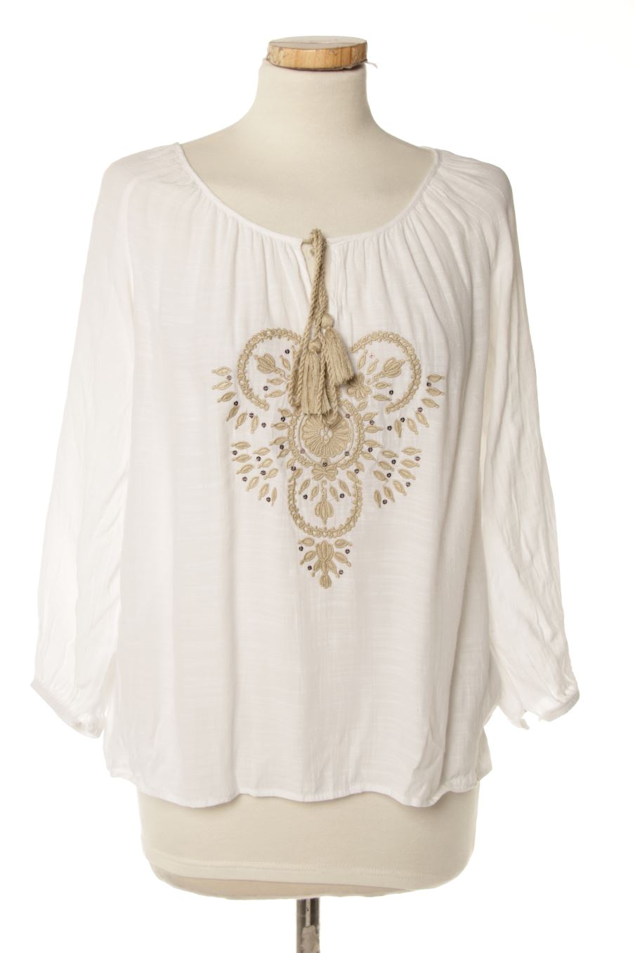 Blouse à manches longues Camaieu de la taille L, de couleur blanc