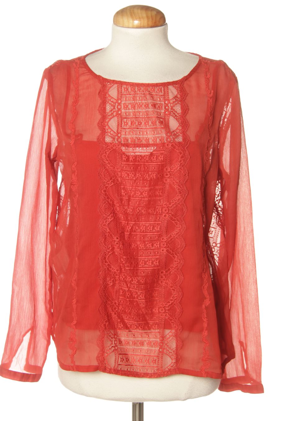 Langärmelige Bluse von Promod Größe 38, Farbe Rot, für