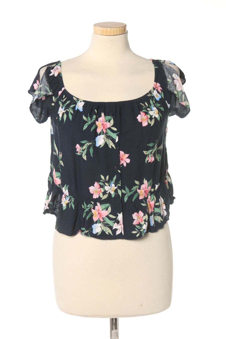 Kurzärmelige Bluse von Bershka Größe S, Farbe Geblümt, für