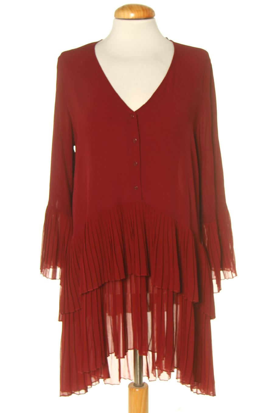 Blouse à manches longues Zara de la taille M, de couleur bordeaux