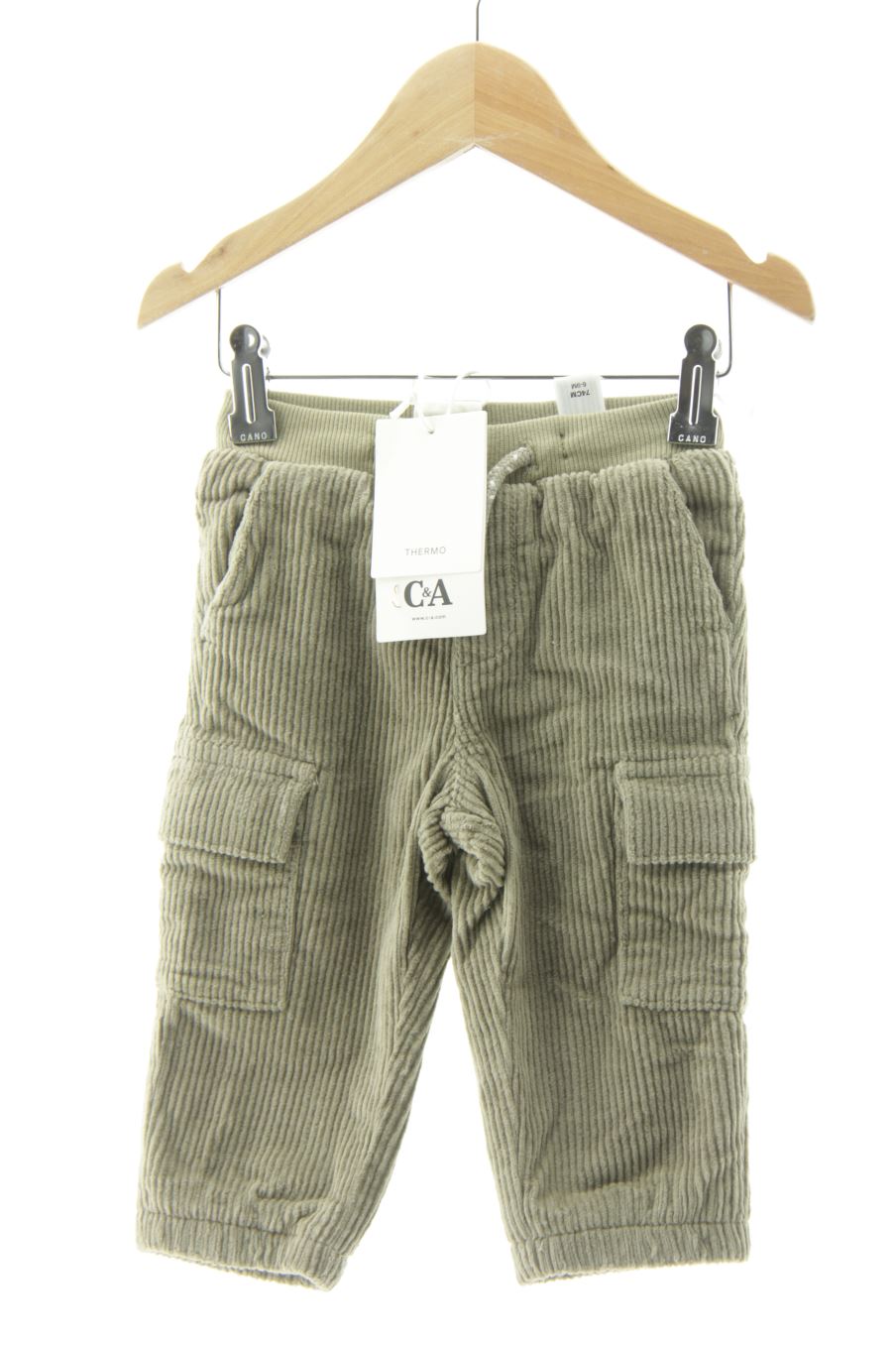 Pantalon C&A de la taille 6 mois de velours côtelé avec une étiquette