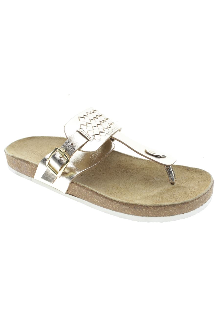 Sandalias planas de Castaluna de la talla 38, de color dorado de