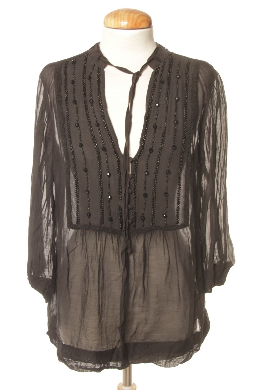 Blusa de manga larga de Massimo Dutti de la talla 42, de color negro de seda
