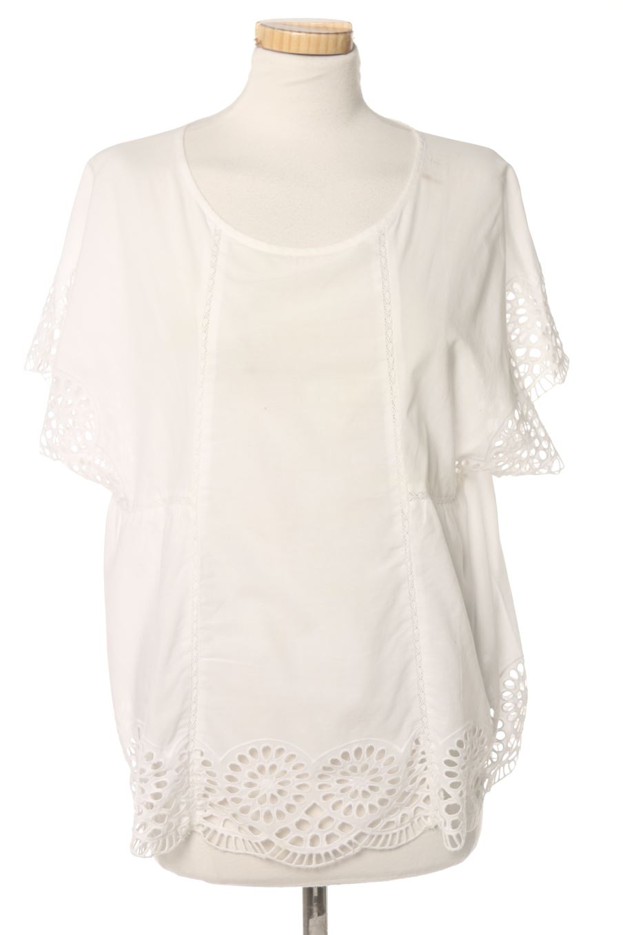 Blouse à manches courtes Promod de la taille M, de couleur blanc