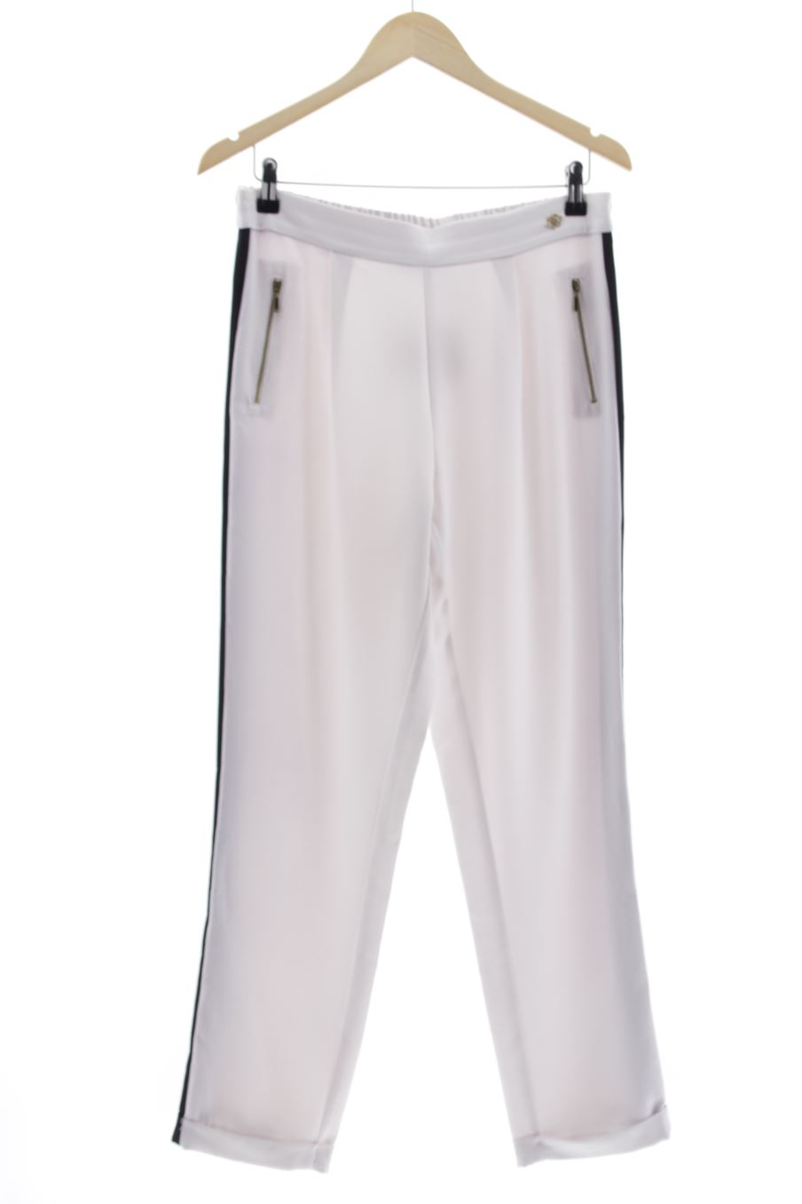 Pantalon Casual Cuplé de la taille L, de couleur blanc