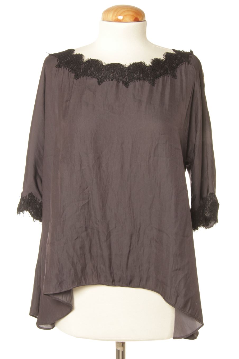Blusa de manga corta de Zara de la talla S, de color gris