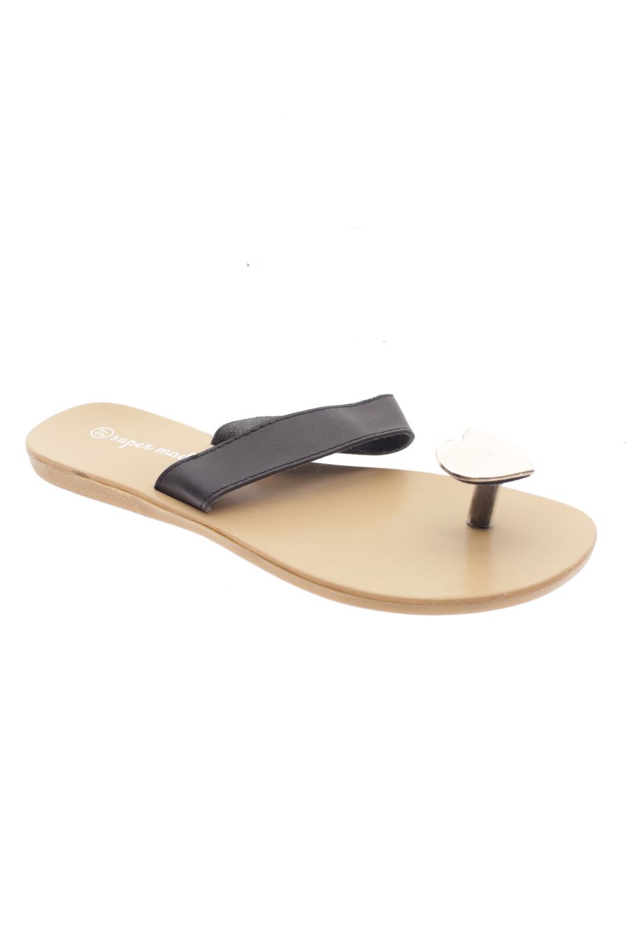 Sandalias planas de super mode de la talla 37, de color negro de