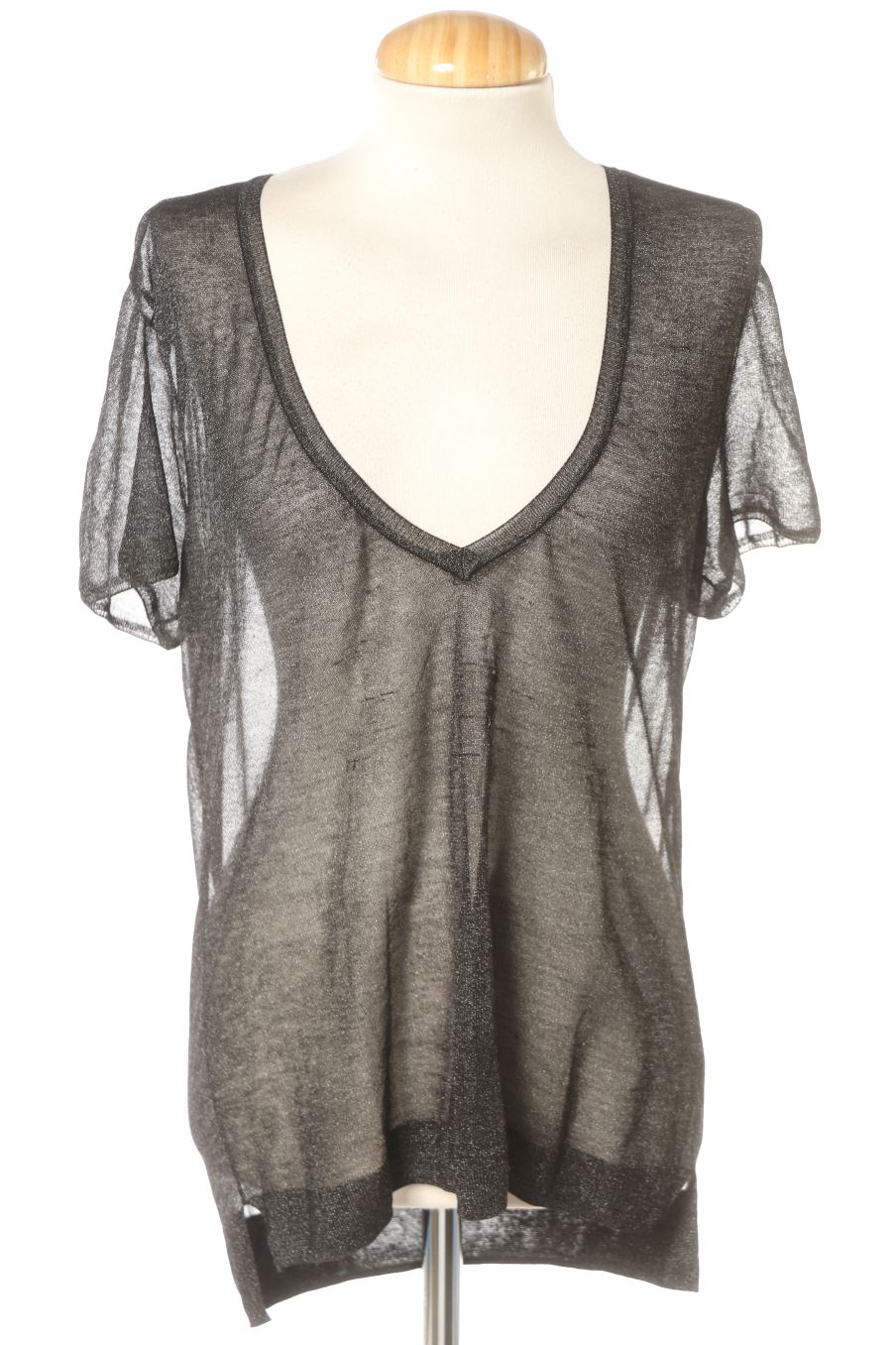 Blouse à manches courtes H&M de la taille L, de couleur gris