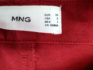 Vaquero de Mango de la talla 34, de color rojo de ropa vaquera