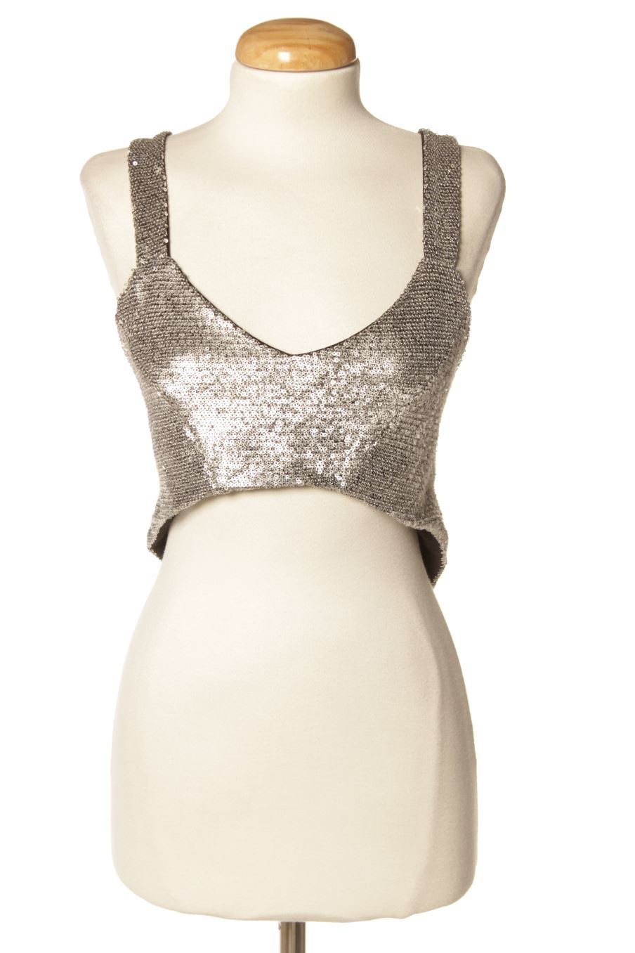Top de Zara de la talla S, de color plateado