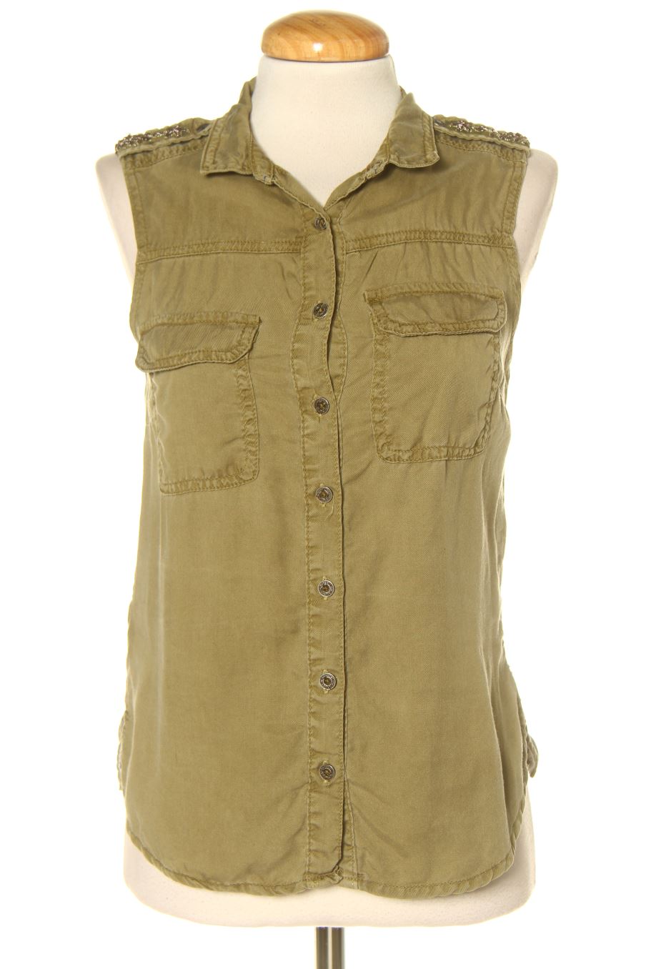 Chemise sans manches Bershka de la taille XS, de couleur vert