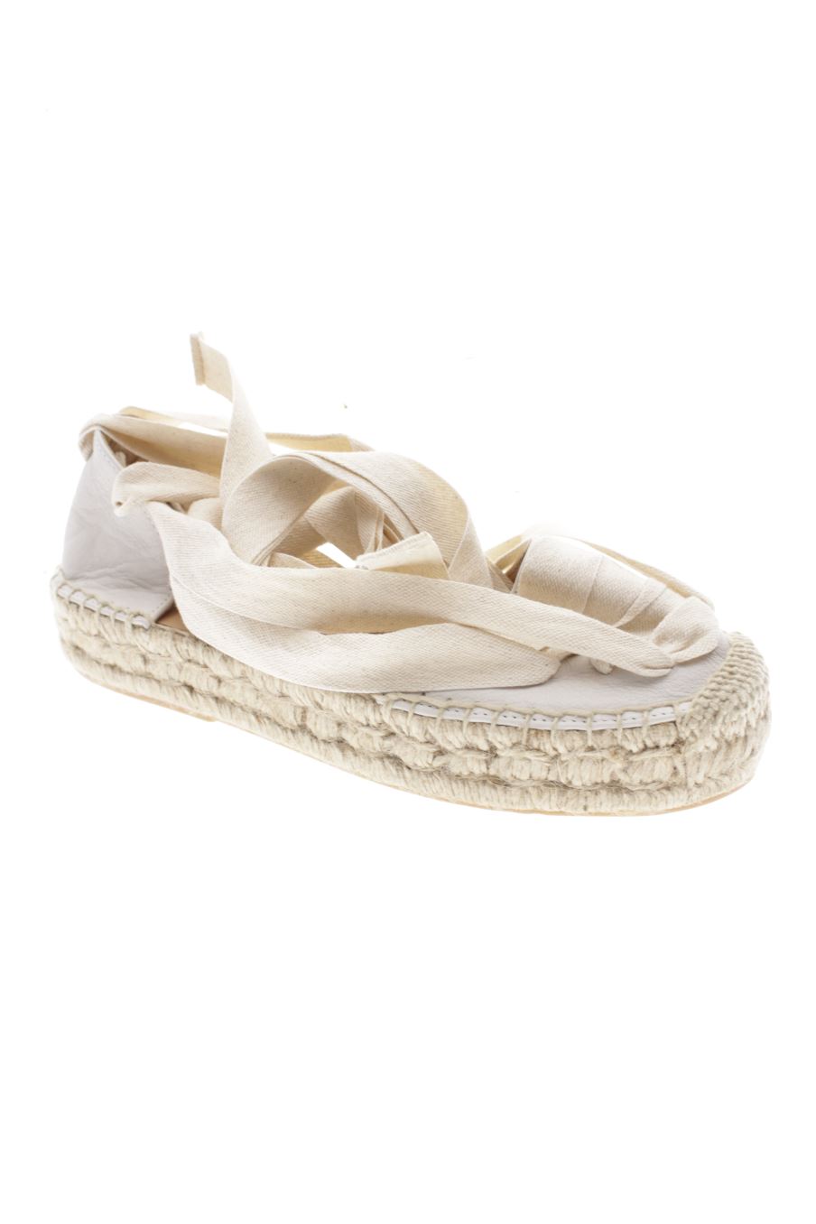 Sandalias planas de muitt Madrid de la talla 38, de color blanco de