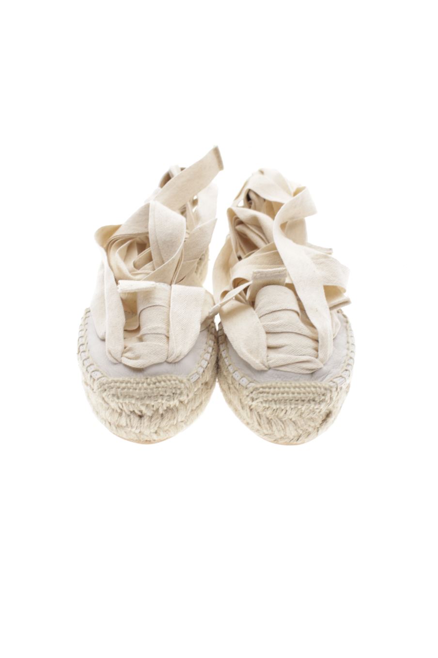 Sandalias planas de muitt Madrid de la talla 38, de color blanco de