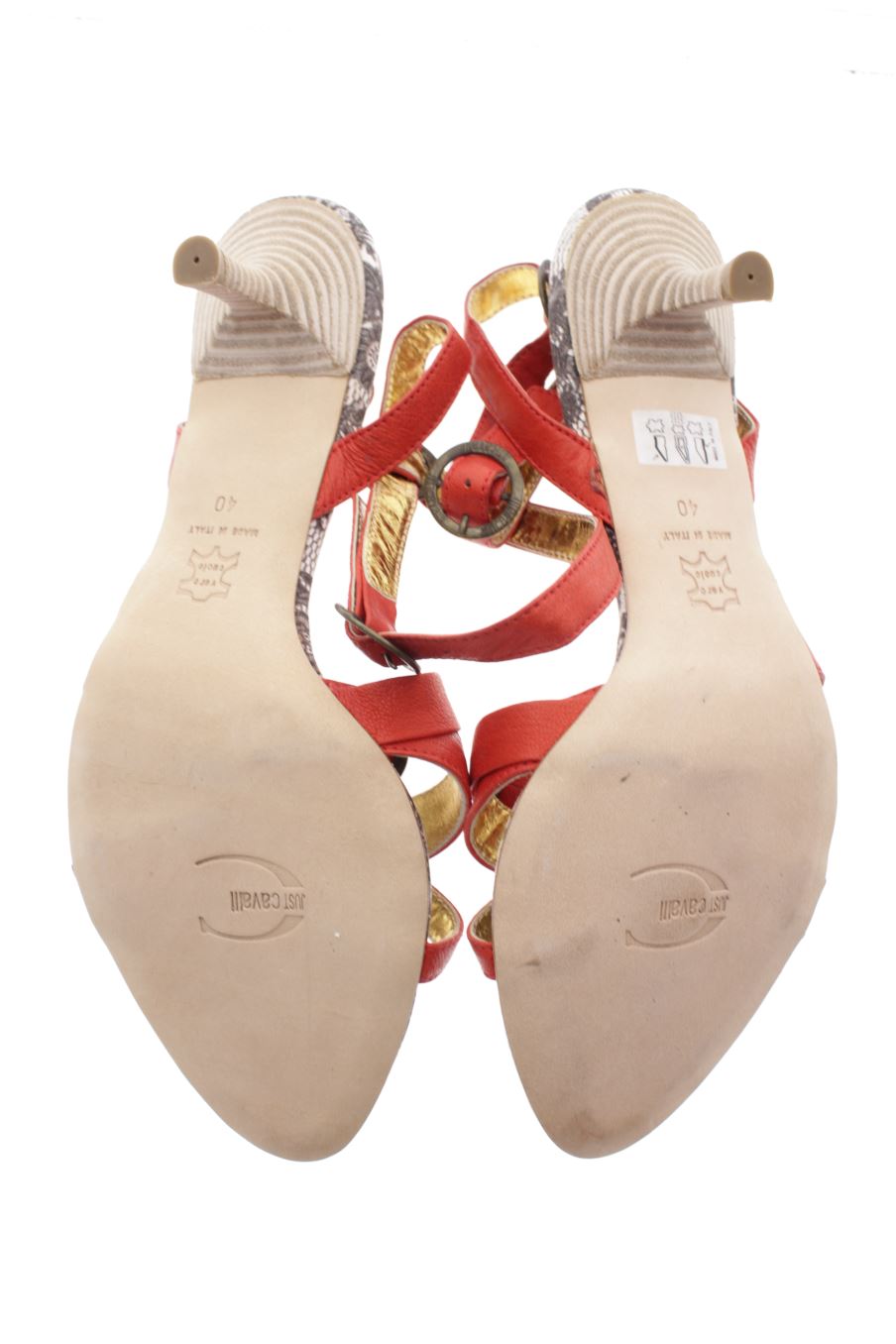 Sandalias tacon de Just Cavalli de la talla 40, de color rojo de