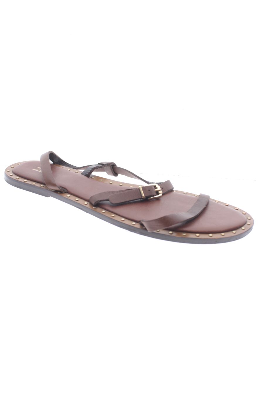 Sandales plates de Zara de la taille 39, de couleur marron de