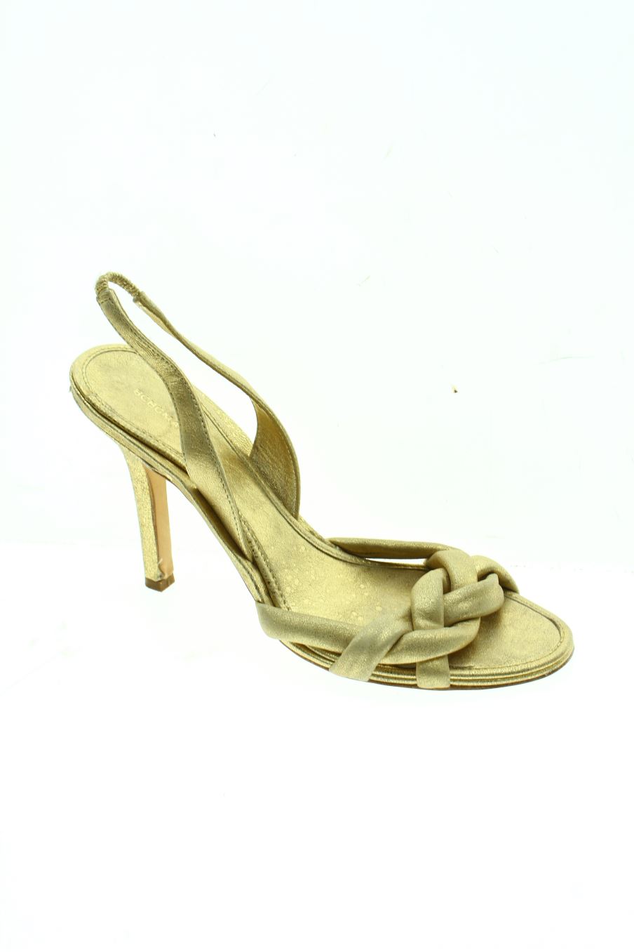 Sandalias tacon de BCBGMAXAZRIA de la talla 36, de color dorado de