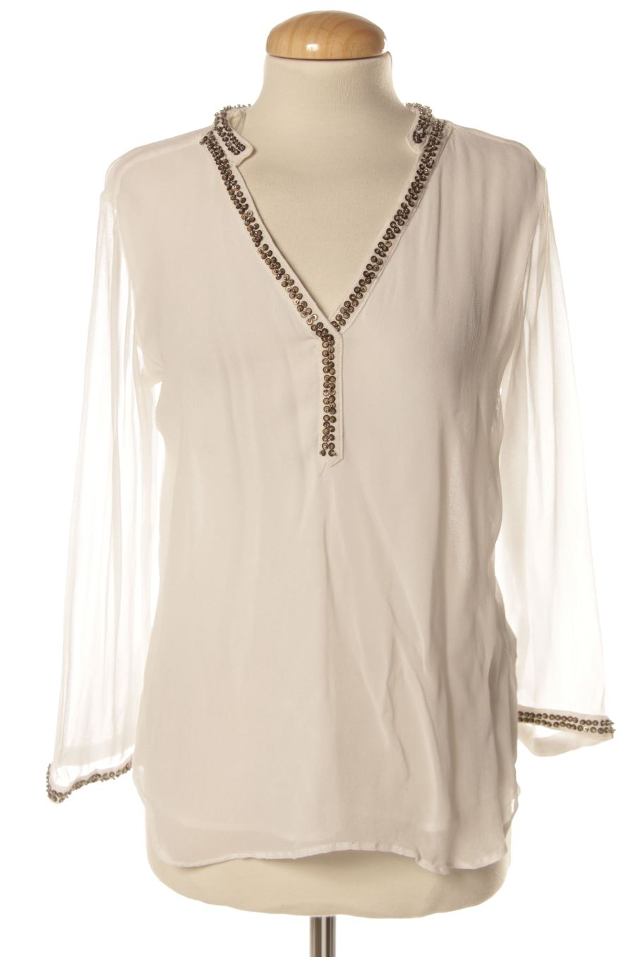 Blouse à manches longues Zara de la taille XS, de couleur blanc