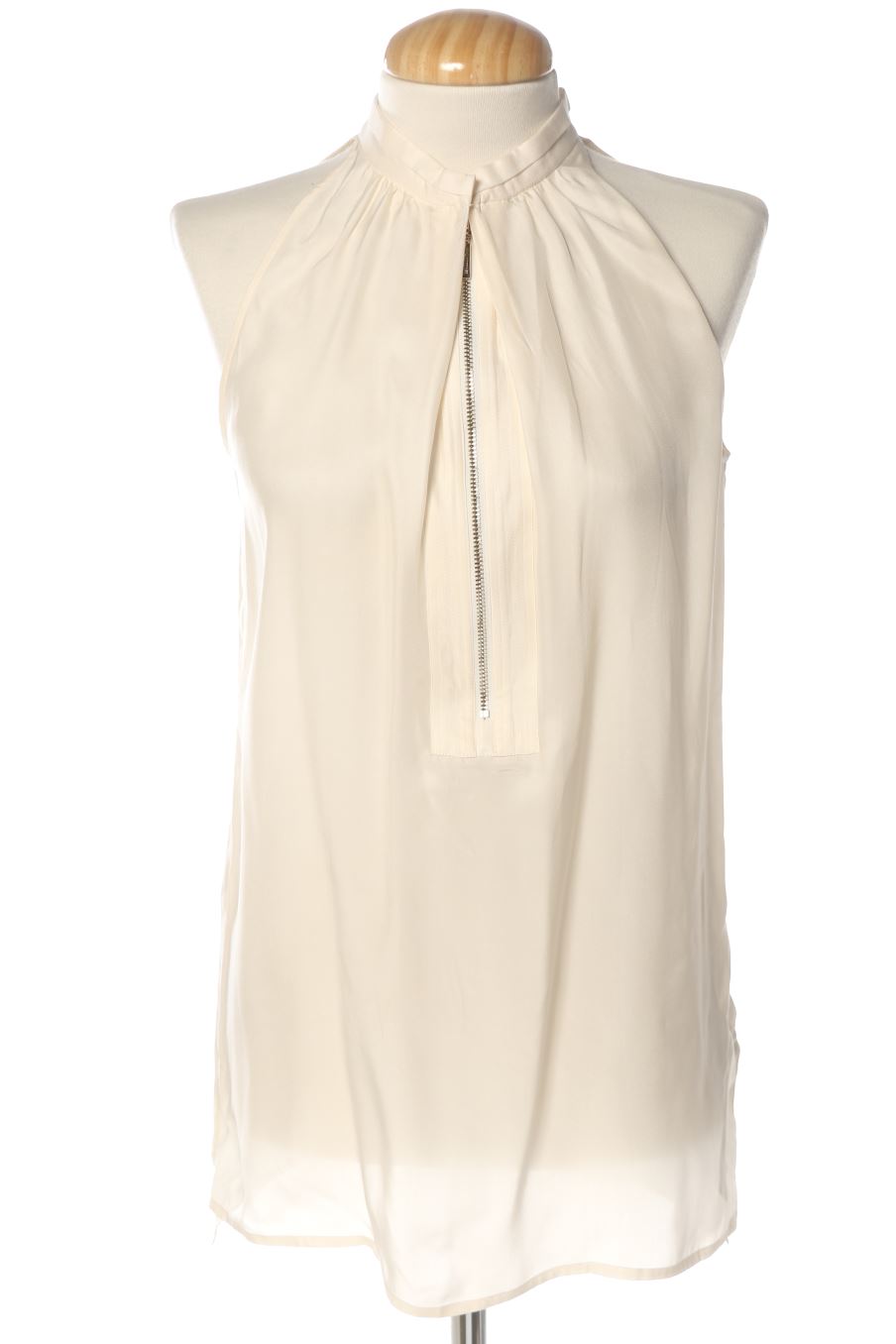 Blouse à manches courtes Massimo Dutti de la taille 34, de couleur beige de soie