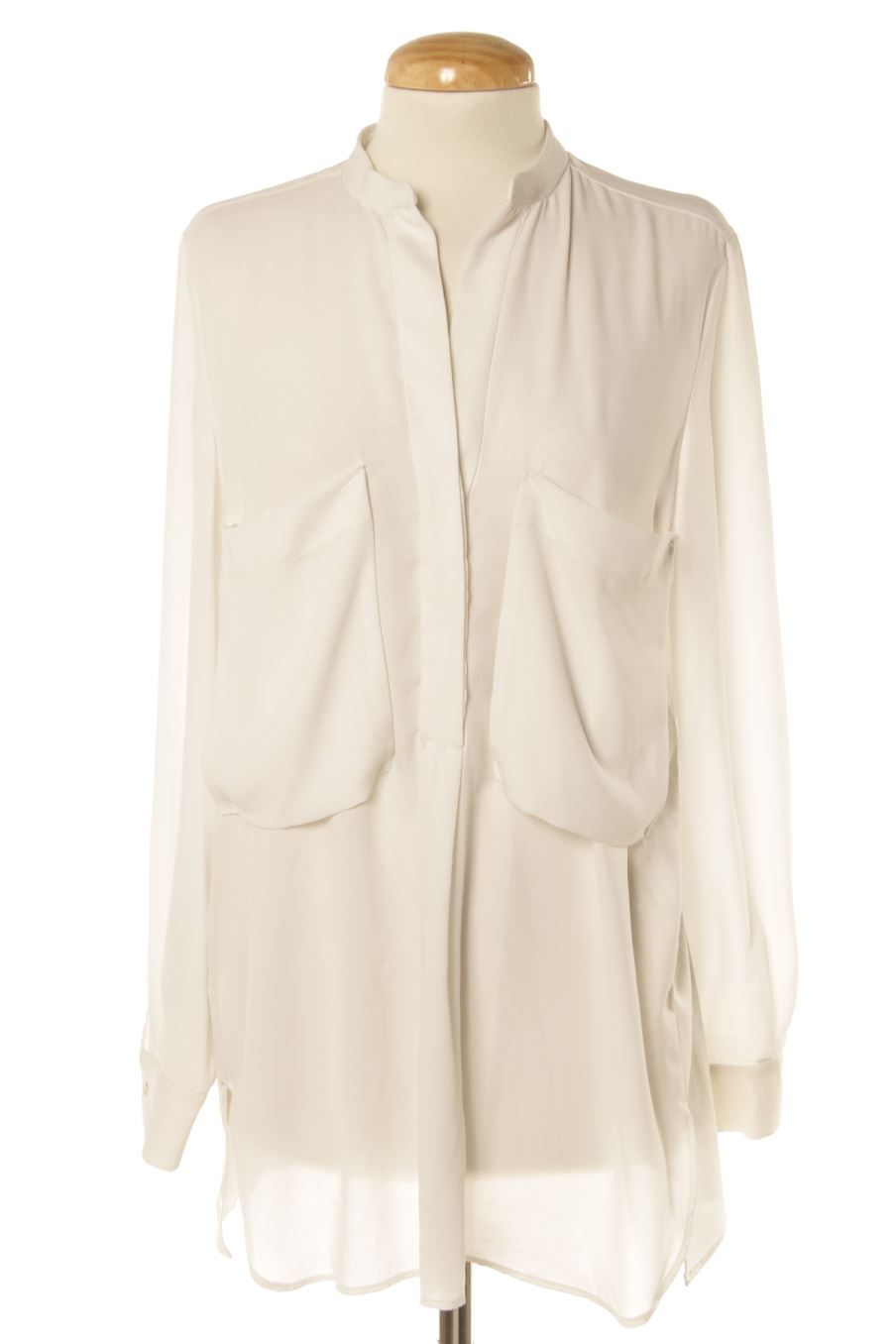 Blusa a maniche lunghe de Zara de la talla S, de color bianco