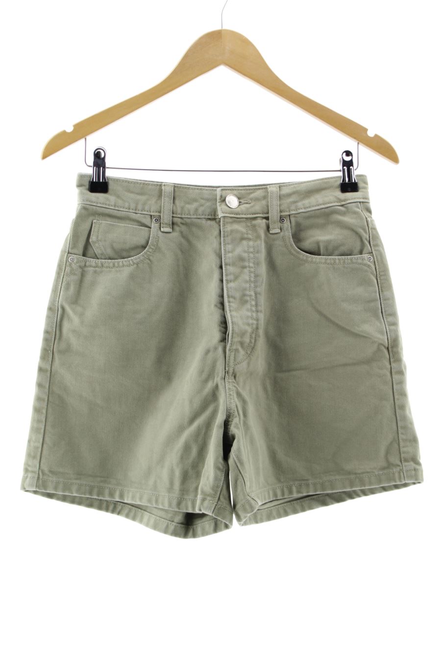 Pantalones cortos de Zara de la talla 38, de color verde de ropa vaquera