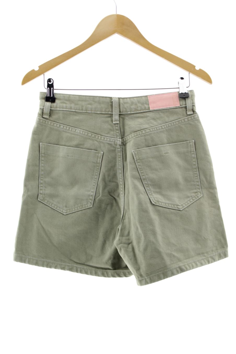 Pantalones cortos de Zara de la talla 38, de color verde de ropa vaquera