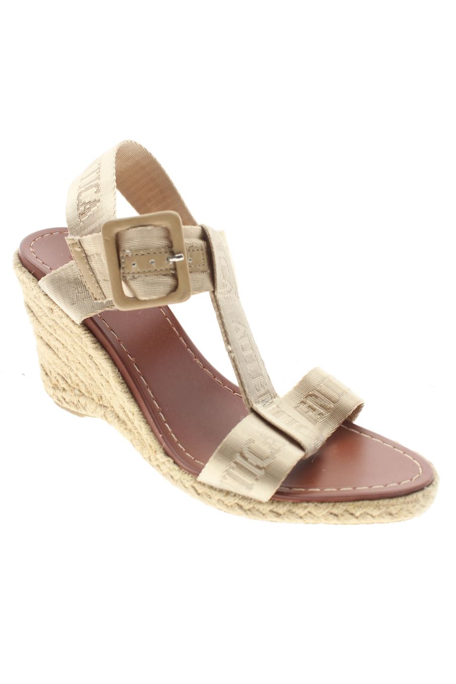Sandalias tacon de LA MARCA de la talla 40, de color beige de