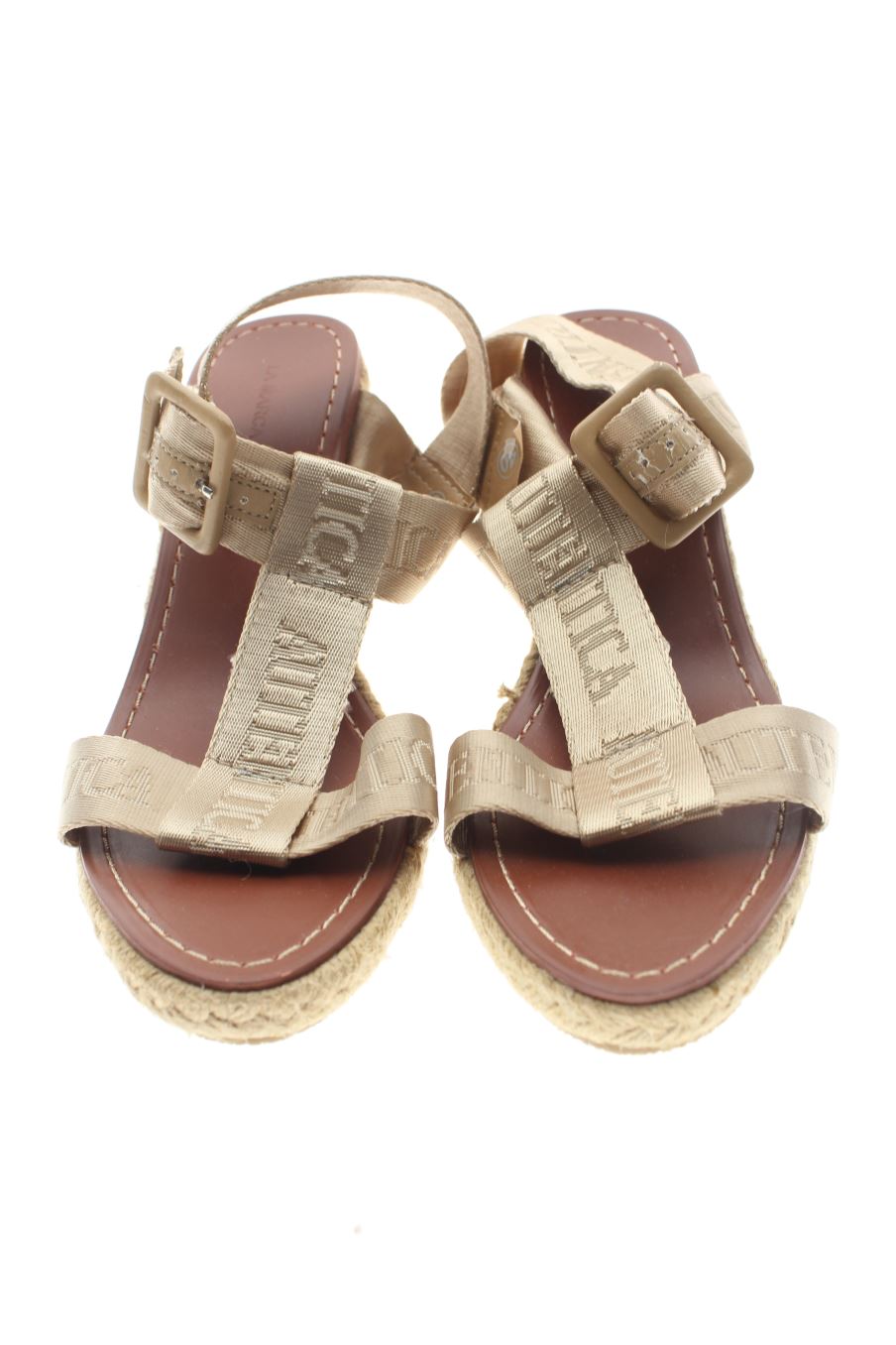 Sandalias tacon de LA MARCA de la talla 40, de color beige de