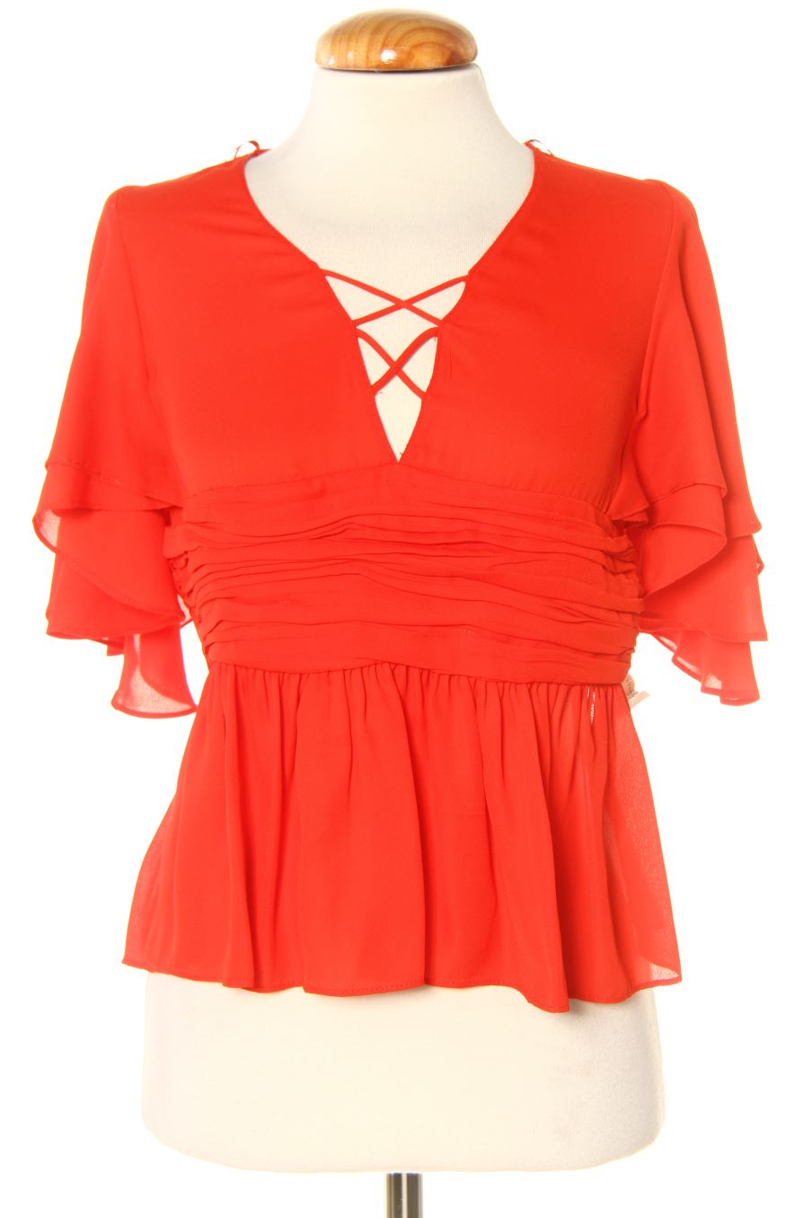 Blouse à manches courtes Zara de la taille XS, de couleur rouge