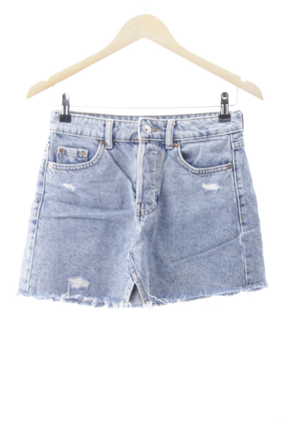 Falda de Bershka de la talla 32, de color azul de ropa vaquera