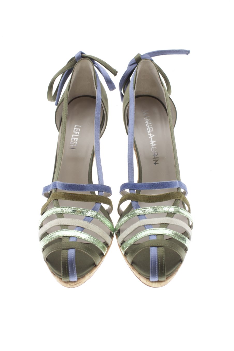 Sandalias tacon de MANUELA MORIN de la talla 38, de color verde de