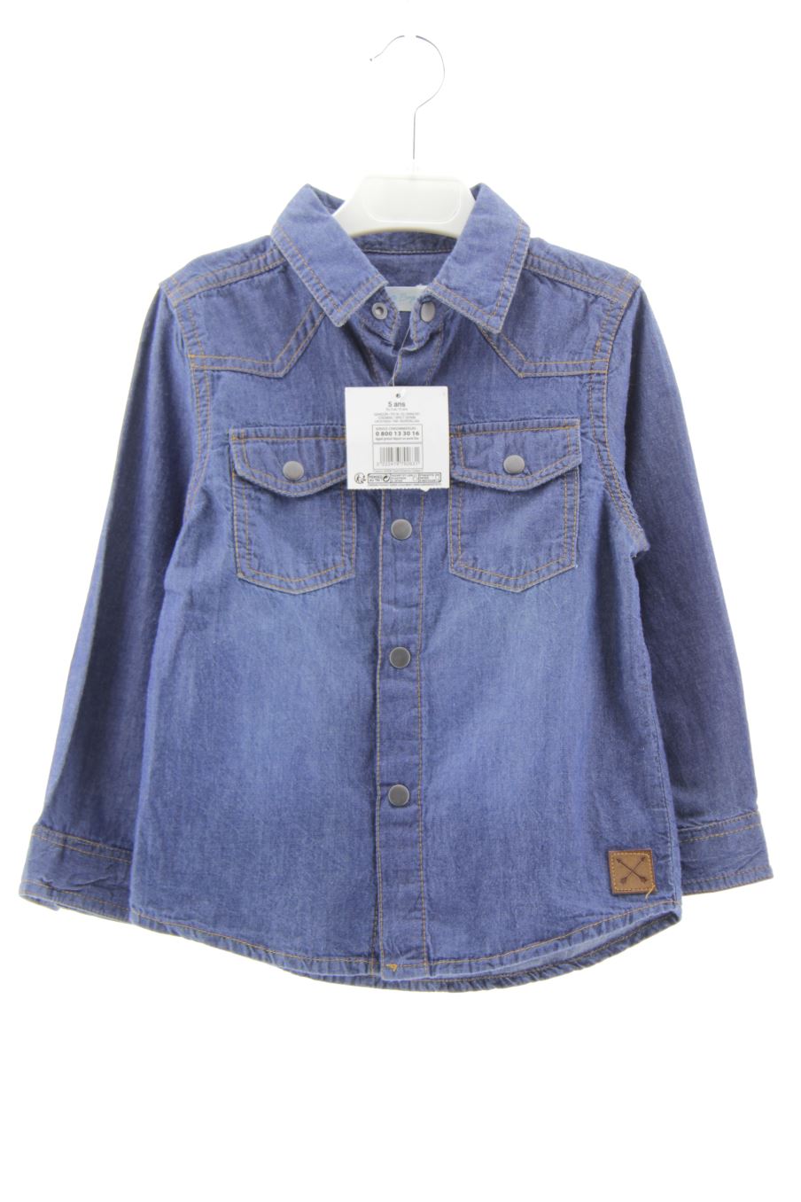 Camisa de manga larga de êpop de la talla 5 años de denim con etiqueta