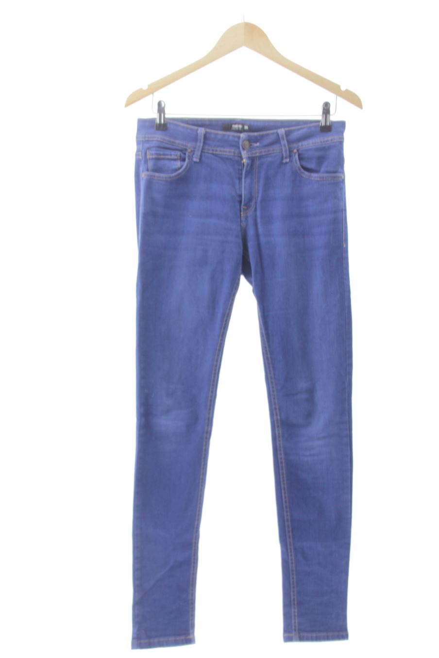 Jeans Okeysi de la taille 38, de couleur bleu de denim
